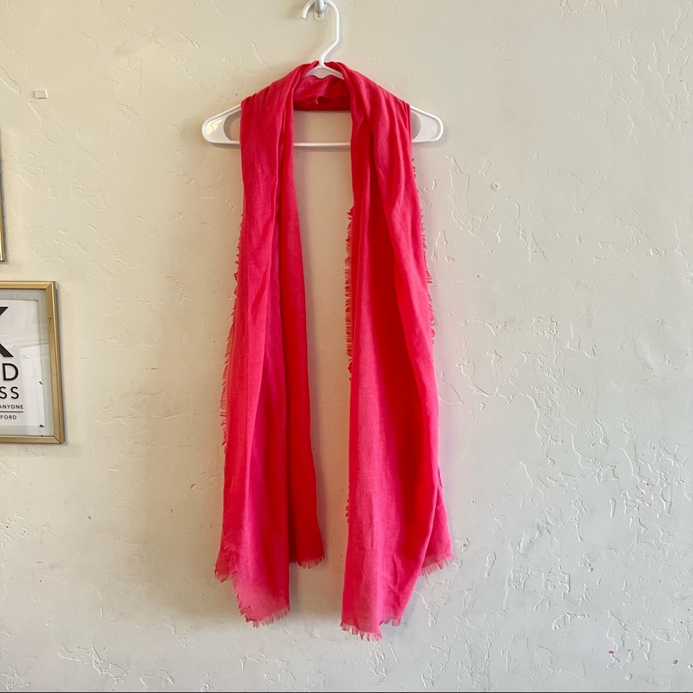 Coral Raw Hem Lightweight Knit Scarf